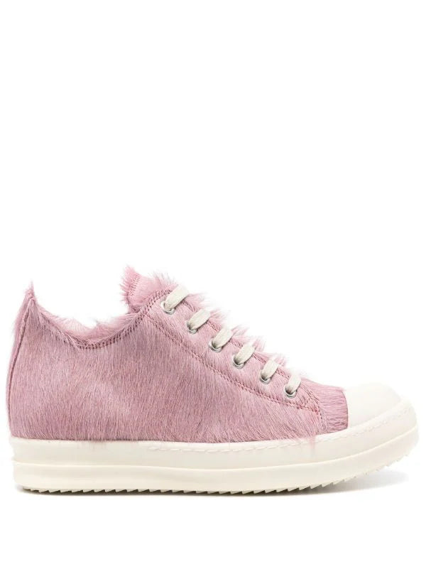 RICK OWENS Pink Fur Low Sneakers