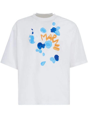 MARNI DRIPPING FLOWER T SHIRT WHITE