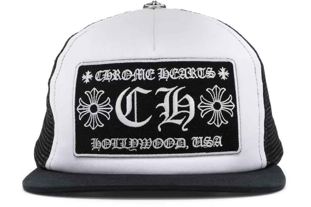 CHROME HEARTS HOLLYWOOD USA TRUCKER WHITE BLACK