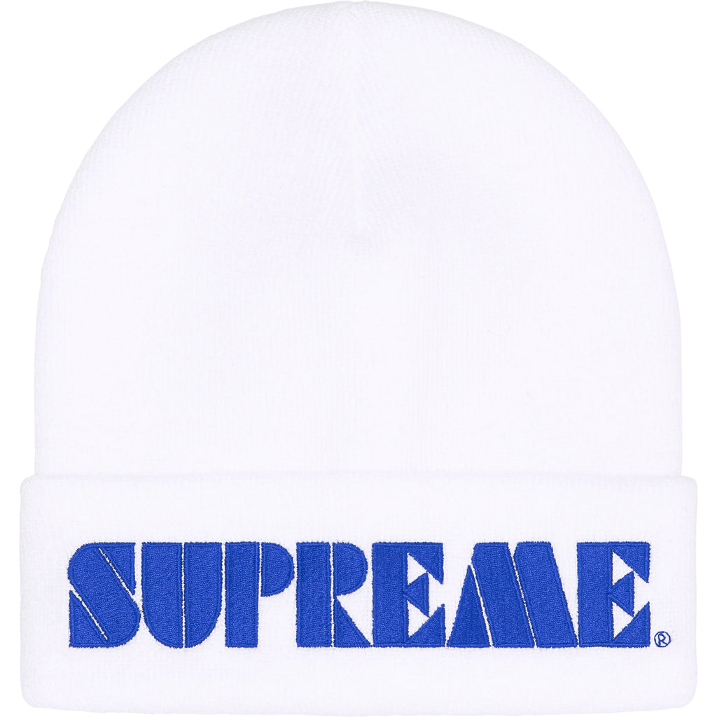 SUPREME SPORTS STENCIL BEANIE WHITE