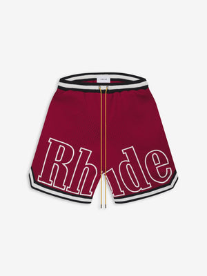 Rhude Court Logo Shorts MAROON