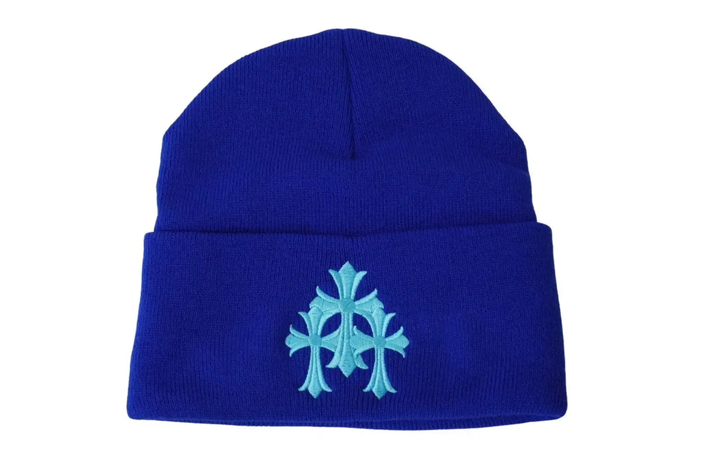 CHROME HEARTS TRIPLE CROSS BEANIE BLUE