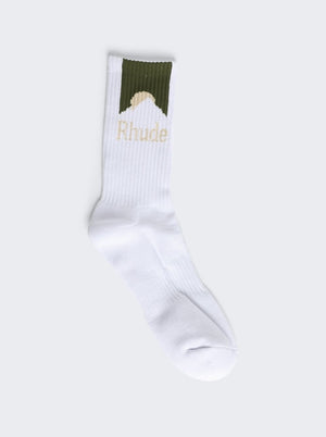 RHUDE SOCKS MOONLIGHT OLIVE/WHITE