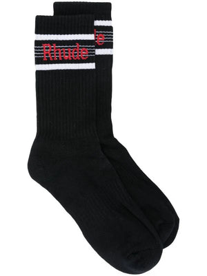 RHUDE SOCKS SPEED STRIPE BLACK/RED