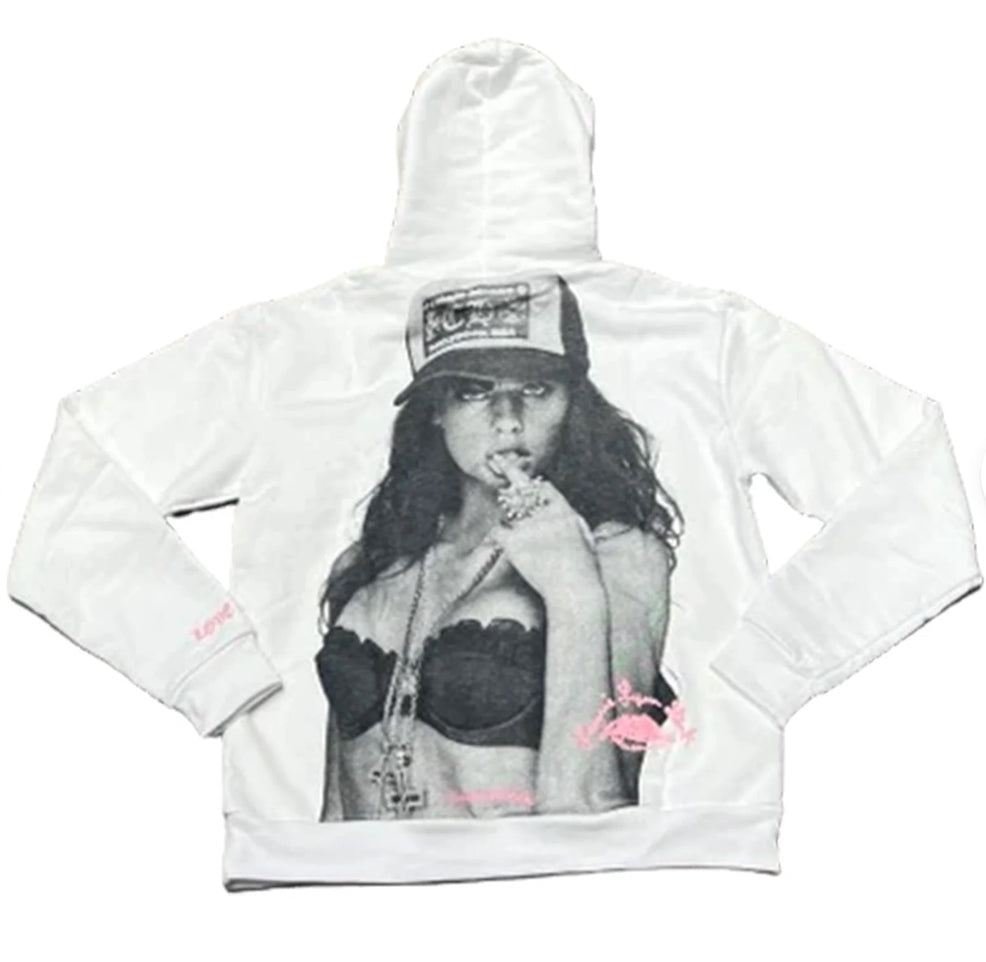 Chrome Hearts Laurie Lynn Stark Love You Photo Hoodie White/Pink