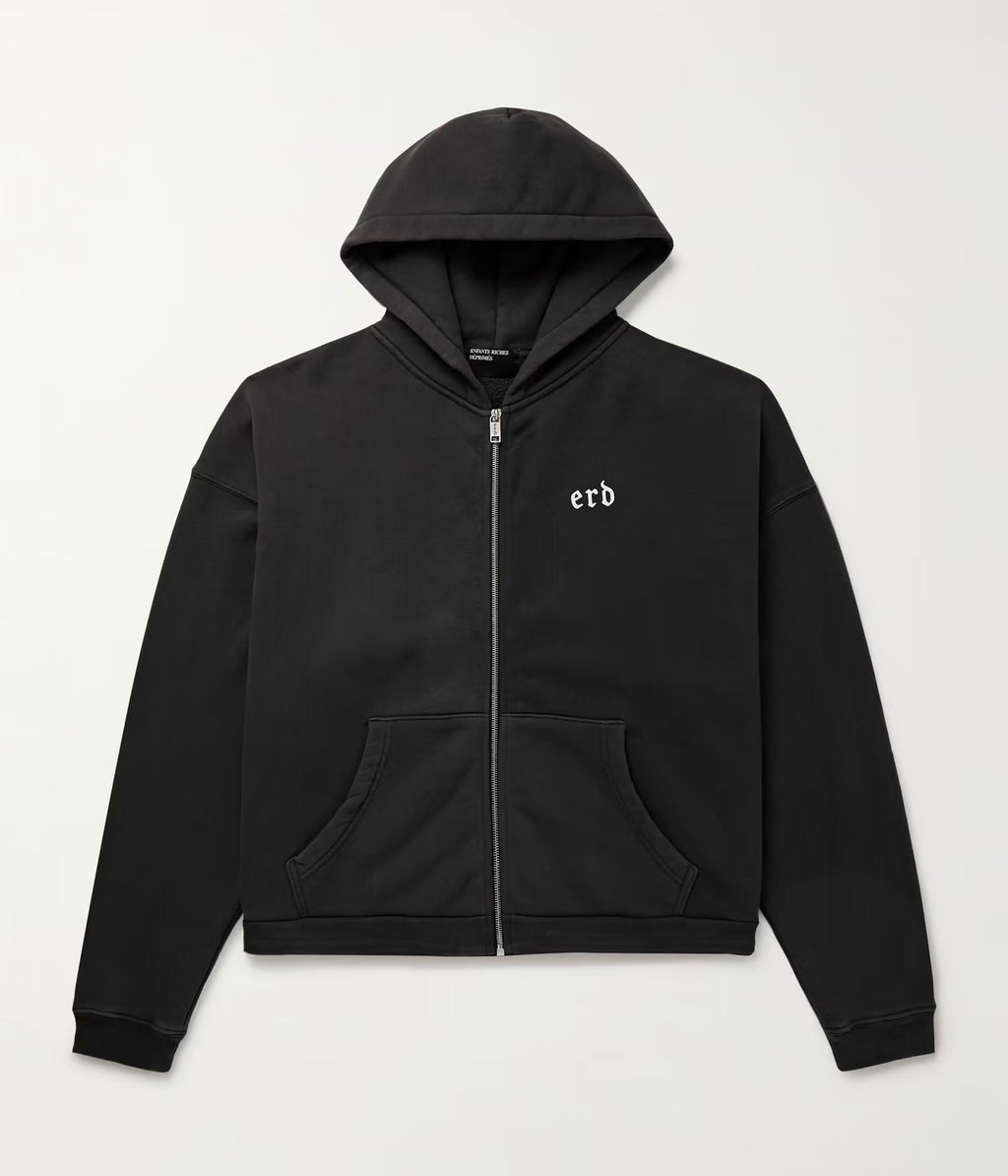 ENFANTS RICHES DÉPRIMÉS
Printed Cotton-Jersey Zip-Up Hoodie