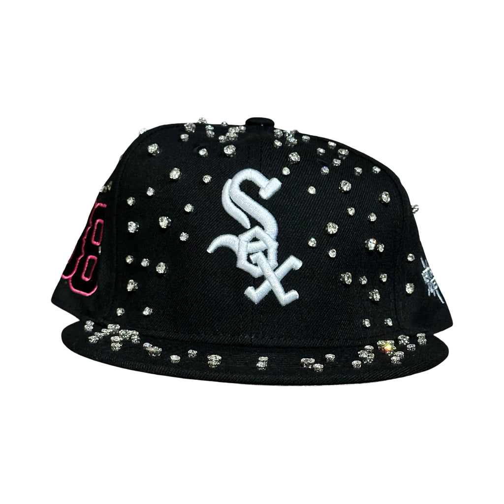 WHITE SOX BLACK RHINESTONE SNAPBACK HAT