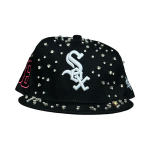 WHITE SOX BLACK RHINESTONE SNAPBACK HAT