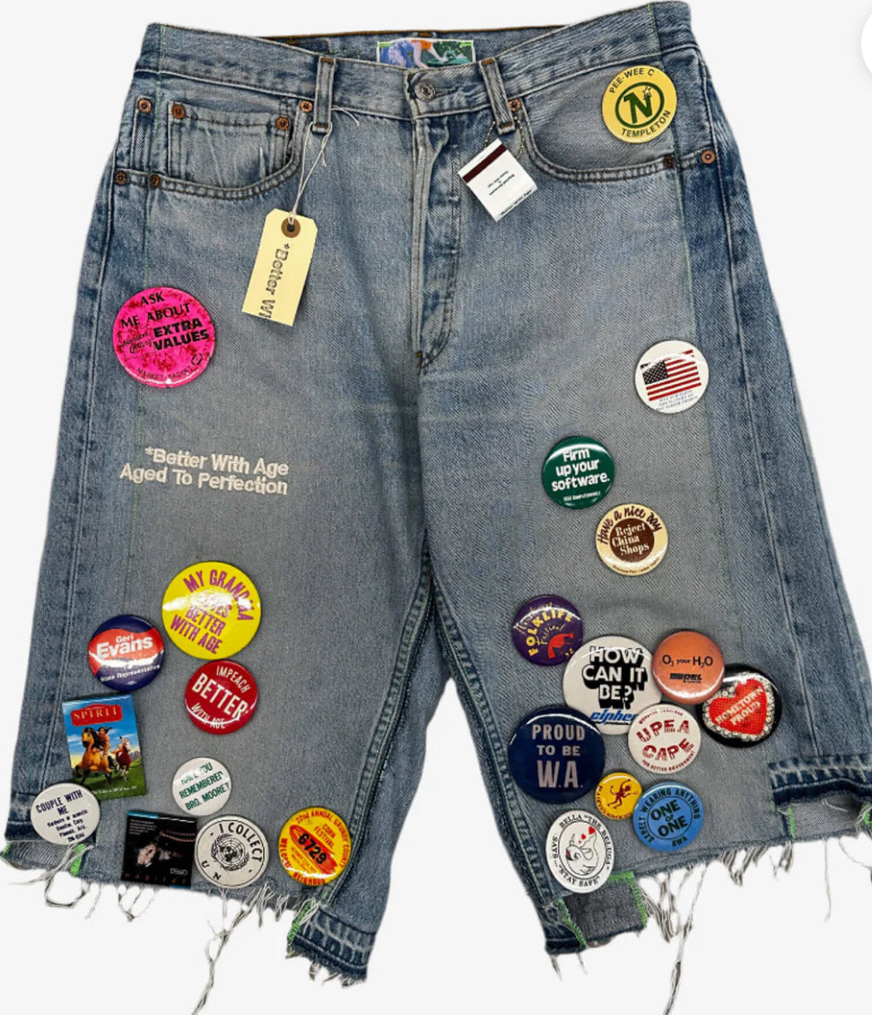 BETTER WITH AGE CAMPAIGN TRIPLE WIDE LONG DENIM SHORTS