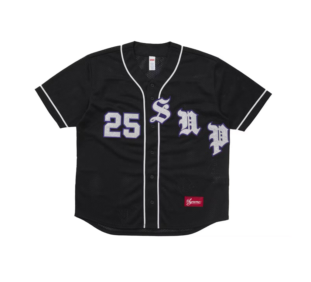 Supreme Old English Baseball Jersey Black