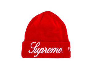 Supreme New Era Script Beanie Red