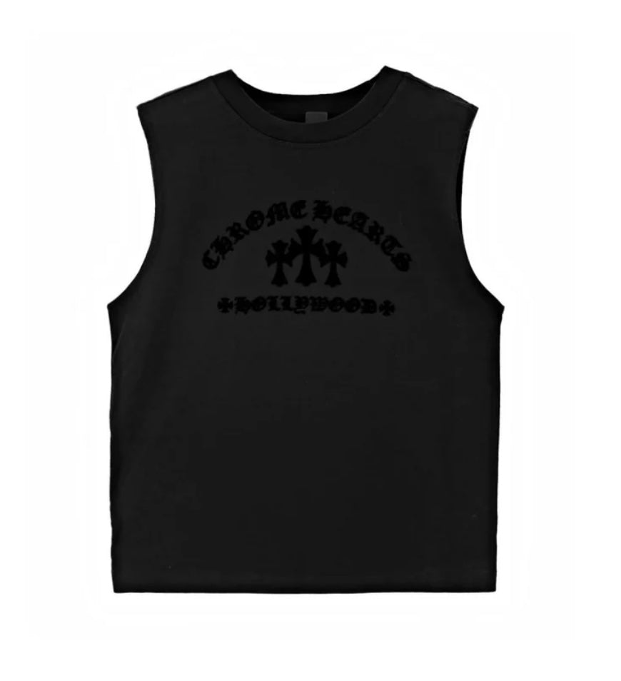 Chrome Hearts Triple Cross Hollywood Black Sleeveless Tee