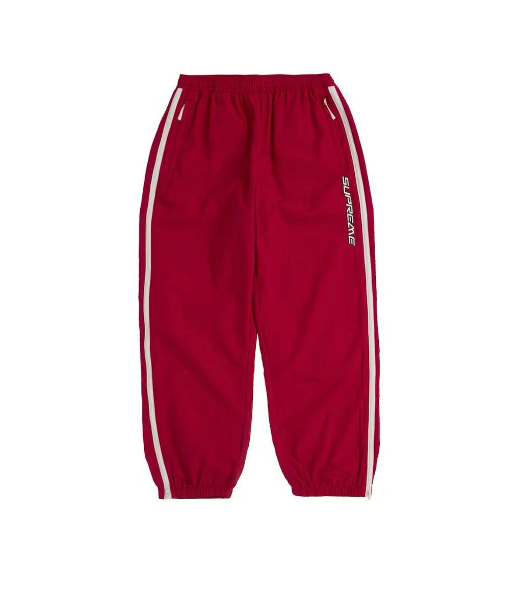Supreme Contrast Zip Warm Up Pants Red