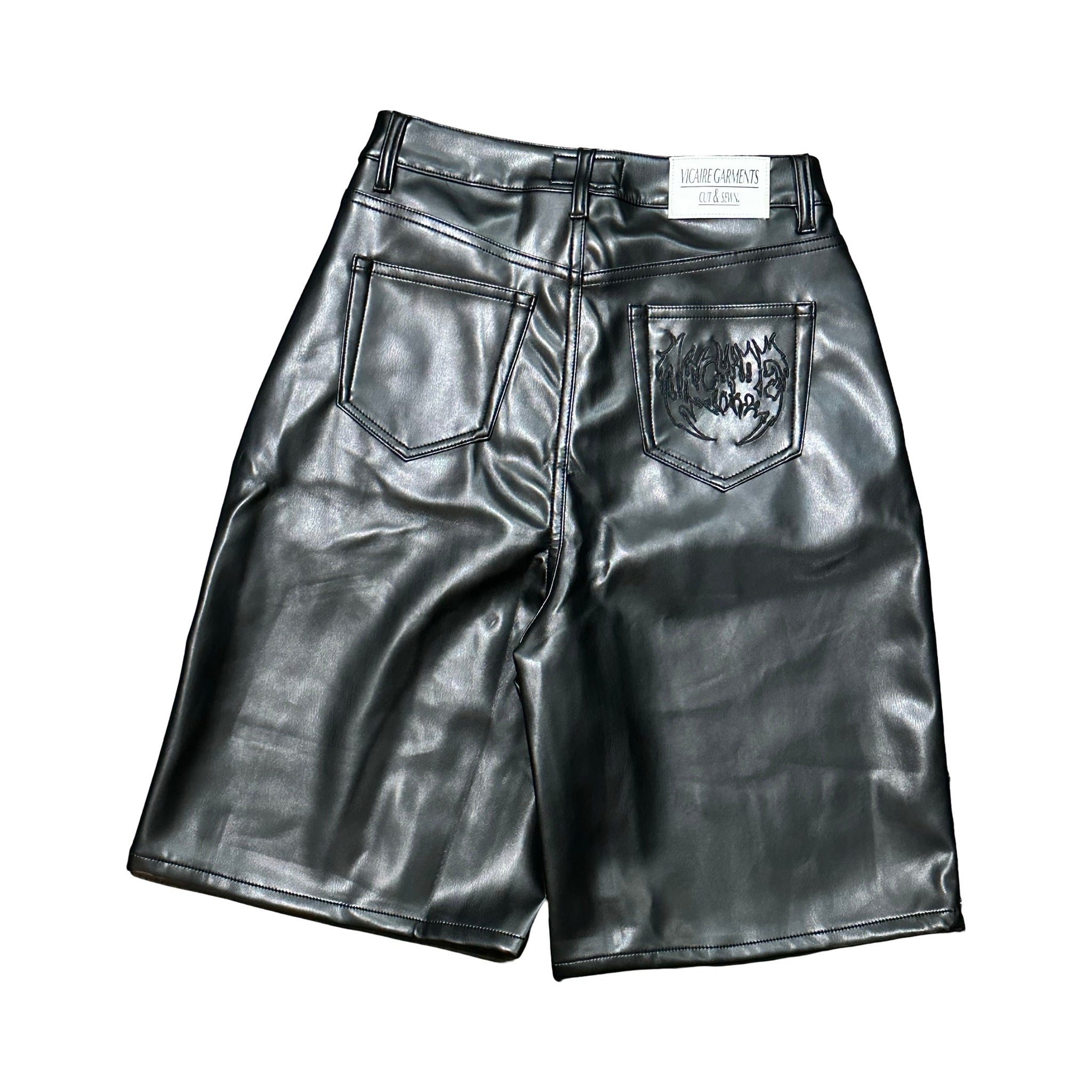 Vicaire Garments Black Leather Shorts