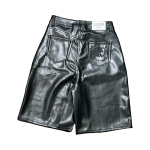 Vicaire Garments Black Leather Shorts