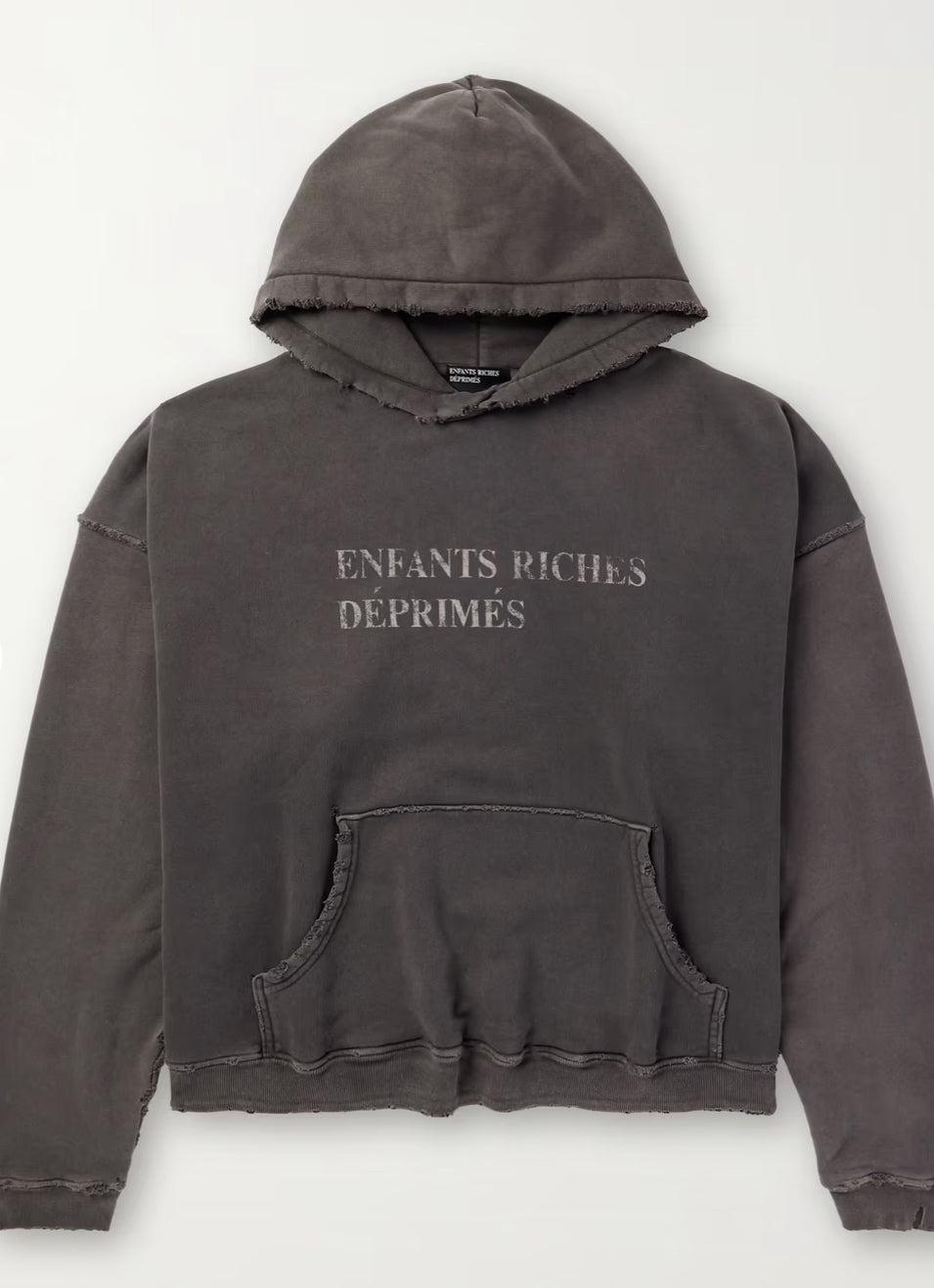 ENFANTS RICHES DÉPRIMÉS
Distressed Logo-Print Cotton-Jersey Hoodie Dark Grey