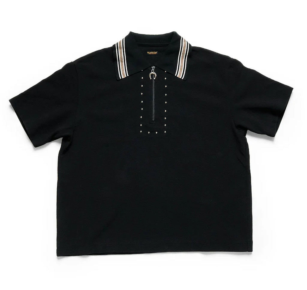 KAPITAL TIGHTLY WEAVE PIQUE WRANGLE COLLAR ZIP UP PUEBLO POLO TEE