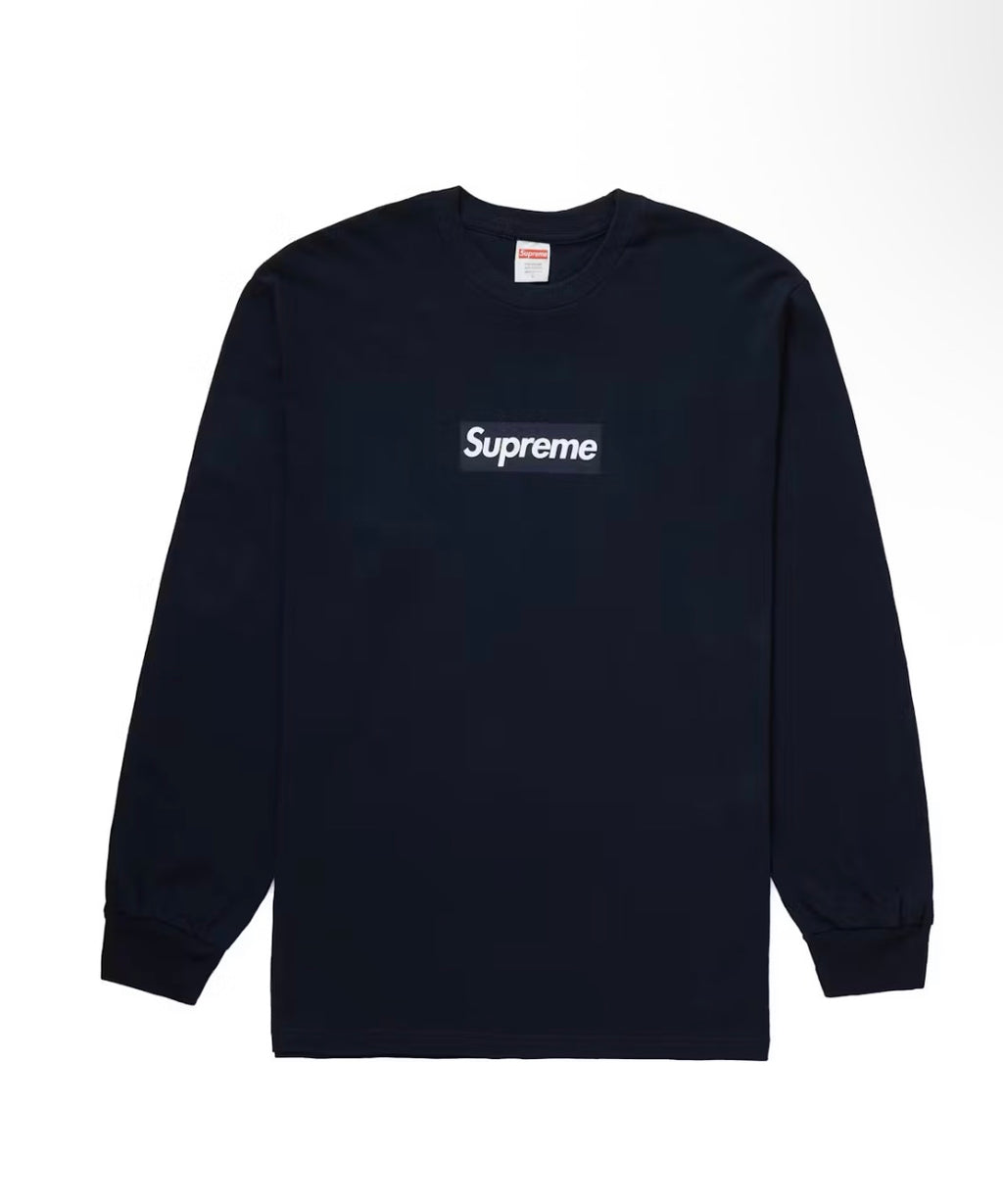 Supreme Navy Box Logo L/S Tee