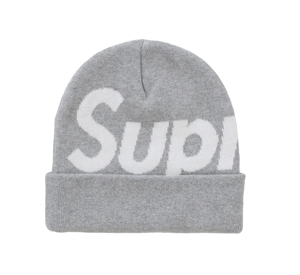 Supreme Big Logo Beanie Heather Grey