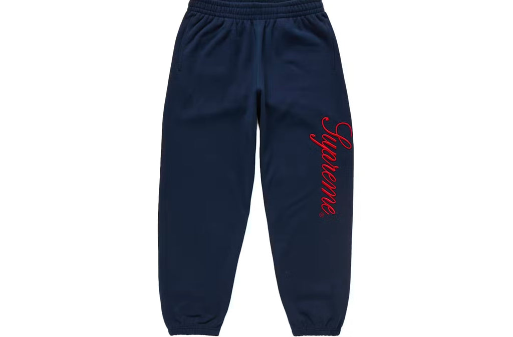 Supreme Embroidered Script Sweatpant Navy