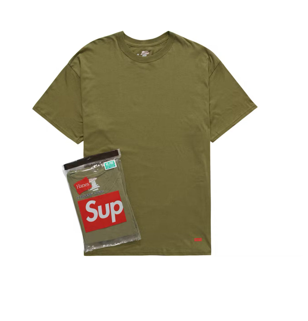 SUPREME HANES GREEN T SHIRTS