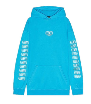 Balenciaga BB Paris Icon Hoodie Blue