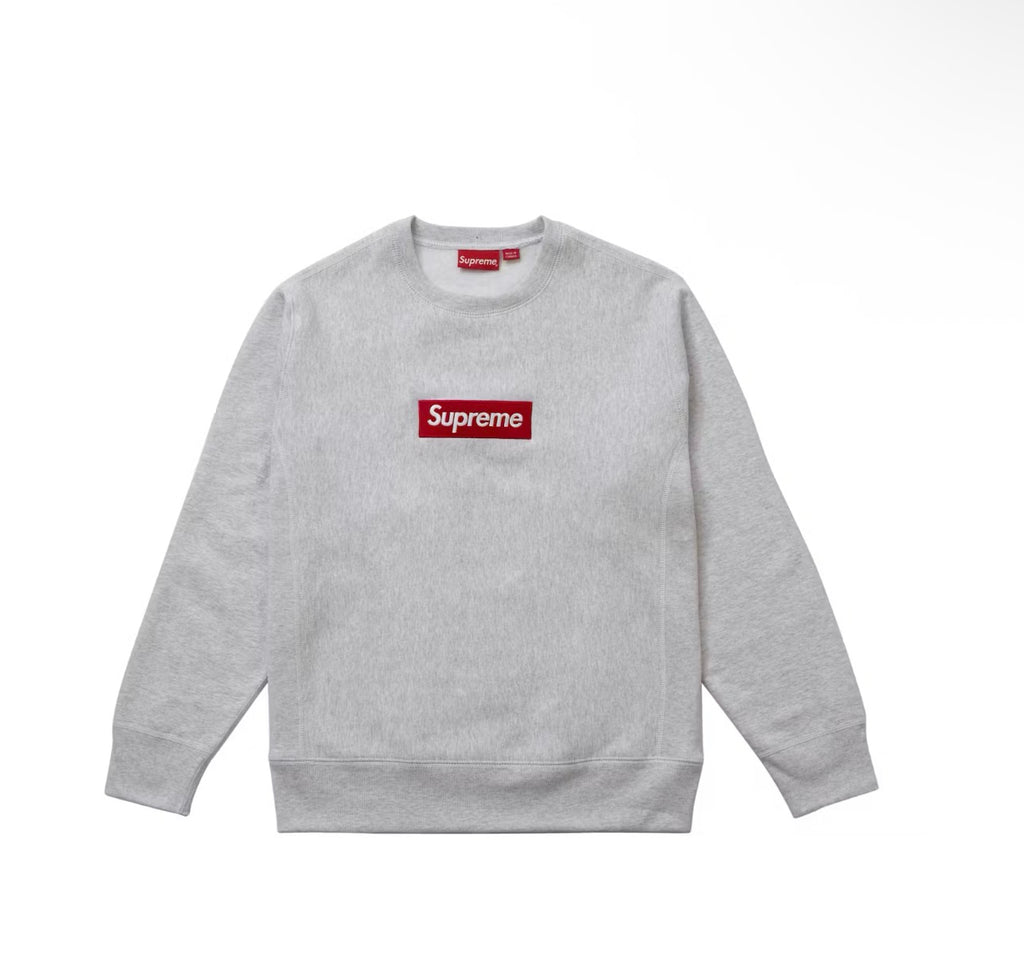 Supreme Heather Grey Box Logo Crewneck Sweater