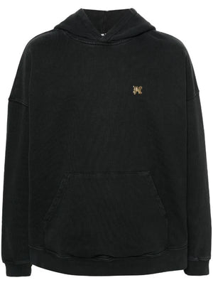 PALM ANGELS Black Burning Monogram Hoodie