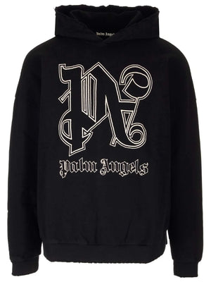 PALM ANGELS Black Monogram Hoodie