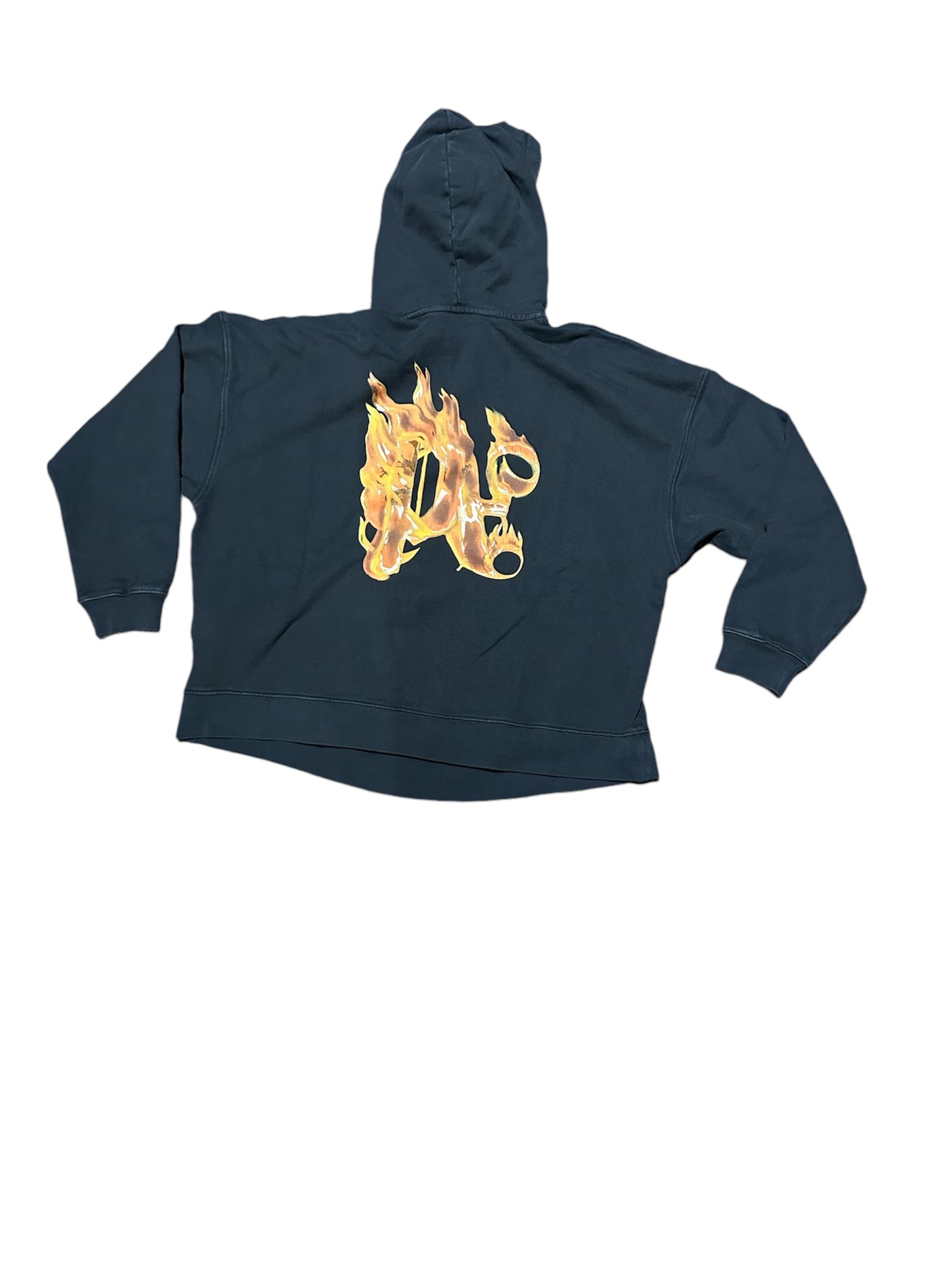 PALM ANGELS Black Burning Monogram Hoodie