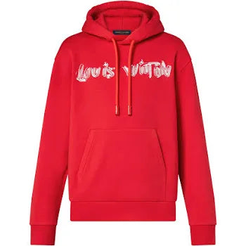 LOUIS VUITTON PRINTED COTTON HOODIE RED