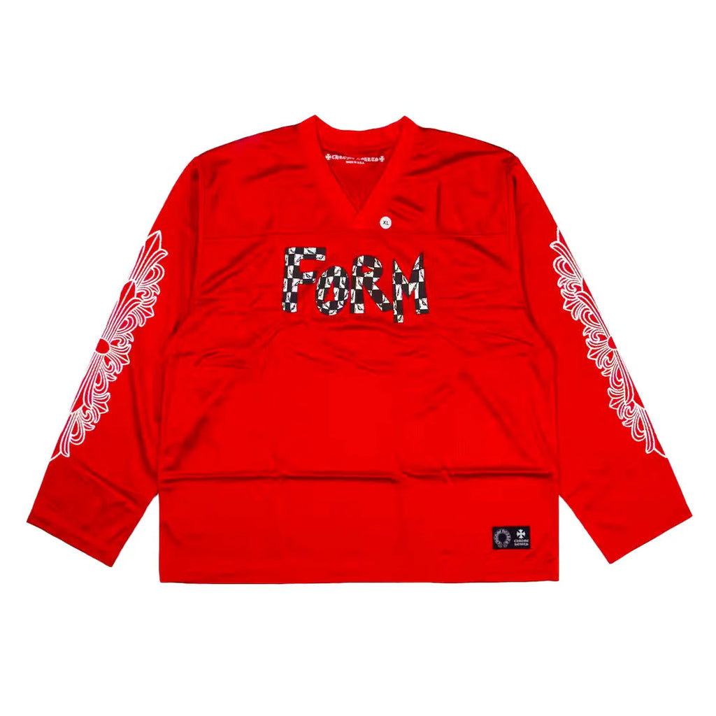 CHROME HEARTS MATTY BOY SPORTS MESH LONG SLEEVE WARM UP JERSEY RED