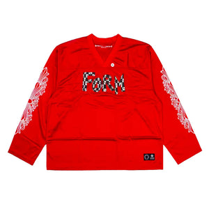 CHROME HEARTS MATTY BOY SPORTS MESH LONG SLEEVE WARM UP JERSEY RED