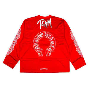 CHROME HEARTS MATTY BOY SPORTS MESH LONG SLEEVE WARM UP JERSEY RED