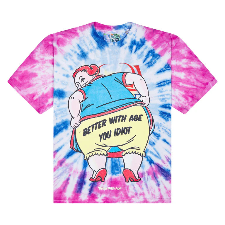 Better With Age Frizzle Tie Dye Tee Redblue
