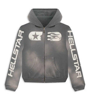 HELLSTAR STUDIOS ZIP UP HOODIE GREY