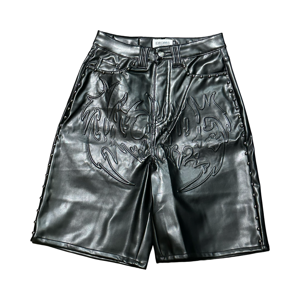 Vicaire Garments Black Leather Shorts