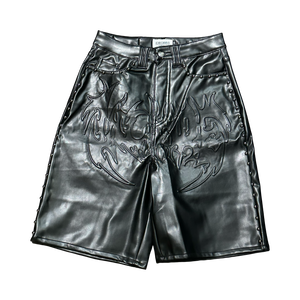 Vicaire Garments Black Leather Shorts