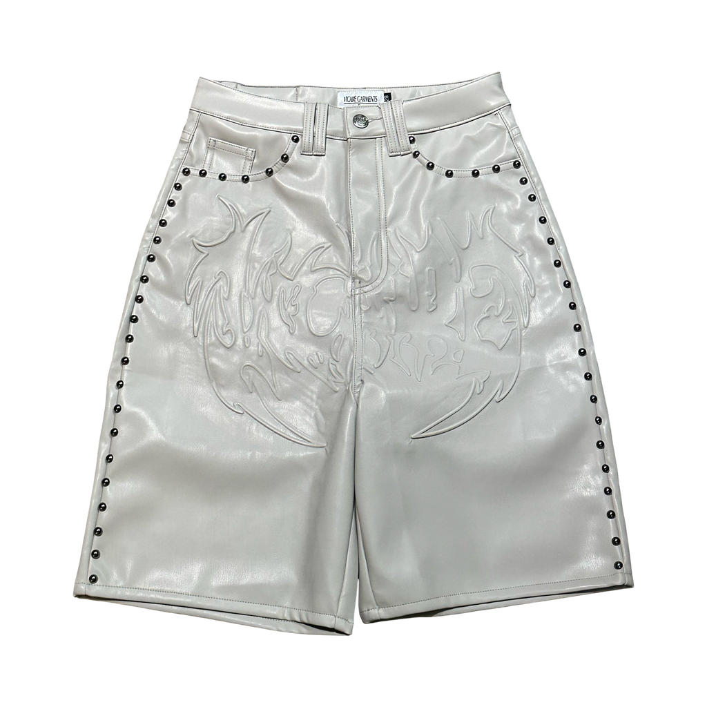 Vicaire Garments Grey Leather Shorts