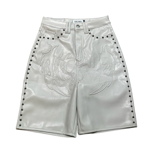 Vicaire Garments Grey Leather Shorts