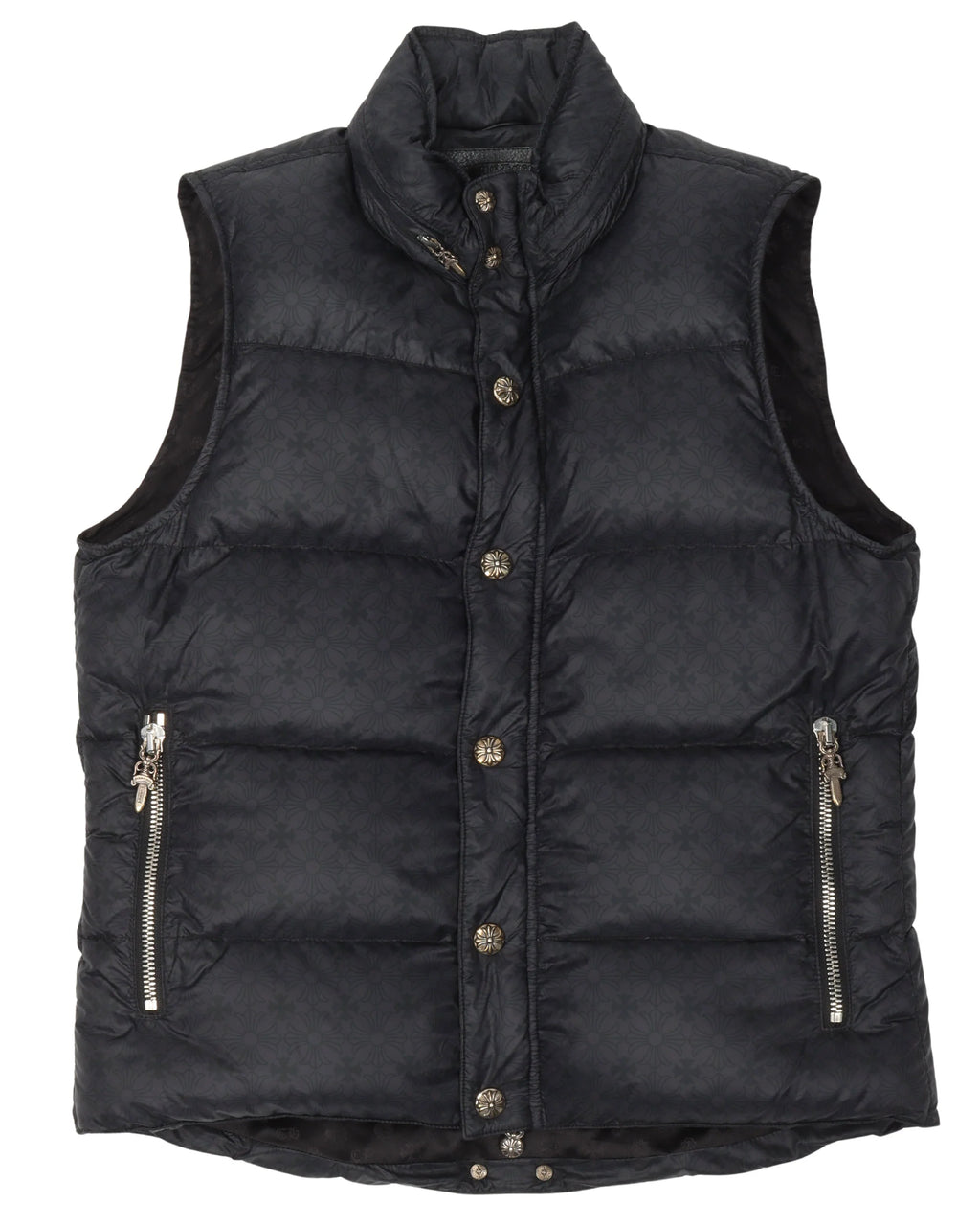 Chrome Hearts Black Tonal Monogram Cross Pattern Puffer Down Vest