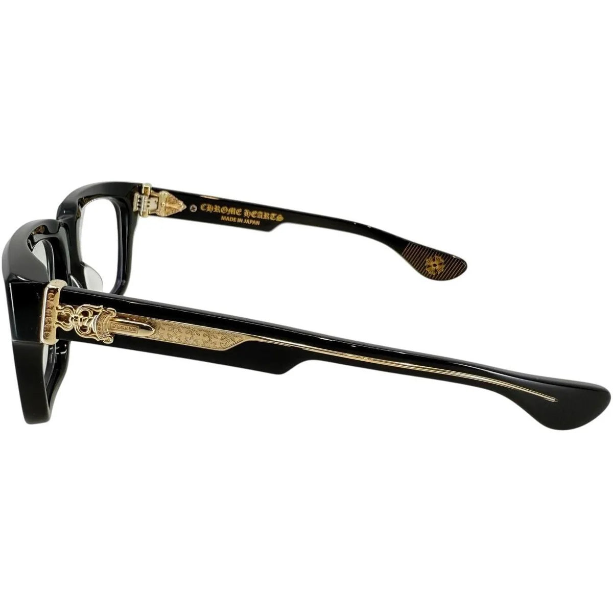 Chrome Hearts Box Officer Black/18k Gold Plated Glasses