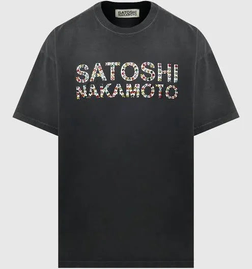 SATOSHI NAKAMOTO STUDDED LOGO TEE