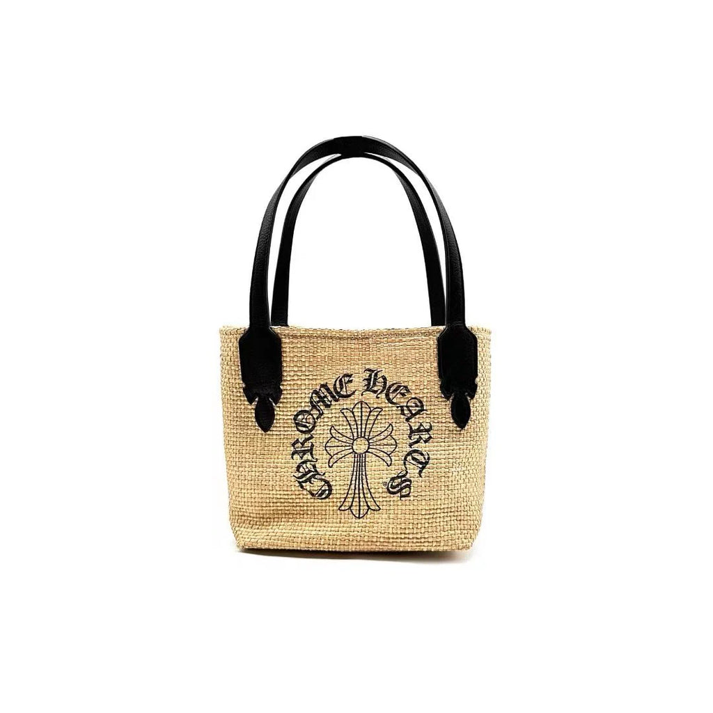 Chrome Hearts Straw Beige Horseshoe Logo Small Tote Bag