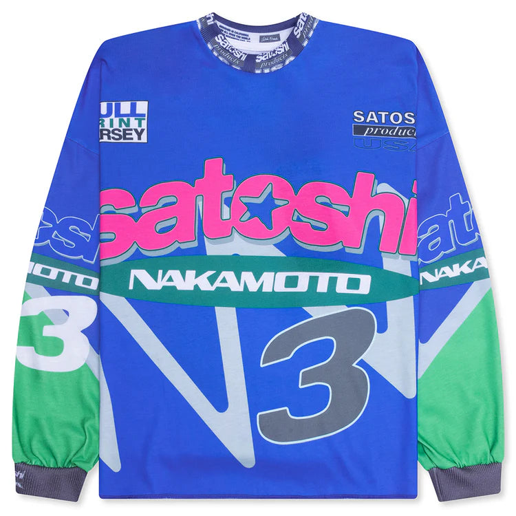 SATOSHI NAKAMOTO SPEEDWAY LONGSLEEVE - BLUE