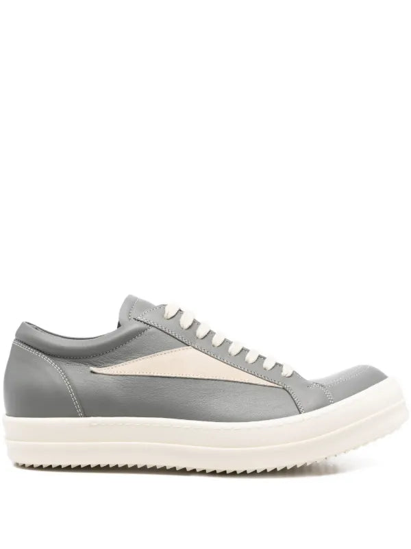 RICK OWENS LOW VINTAGE LEATHER GREY SNEAKERS