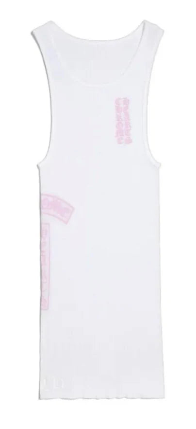 CHROME HEARTS 'T BAR RIB' WHITE/PINK TANK TOP