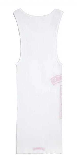 CHROME HEARTS 'T BAR RIB' WHITE/PINK TANK TOP
