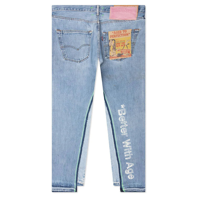 BETTER WITH AGE SHAM HAND-BEADED DOUBLE-WIDE DENIM - INDIGO