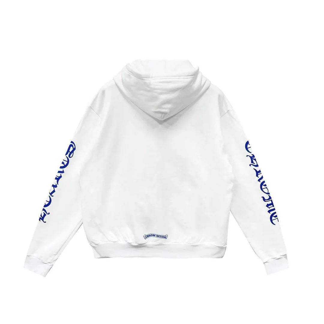 Chrome Hearts Blue Scroll White Zip Up Hoodie